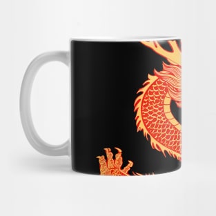 Chinese Golden Dragon on a Lucky Red Background: Chinese New Year, Year of the Dragon on a dark (Knocked Out) background Mug